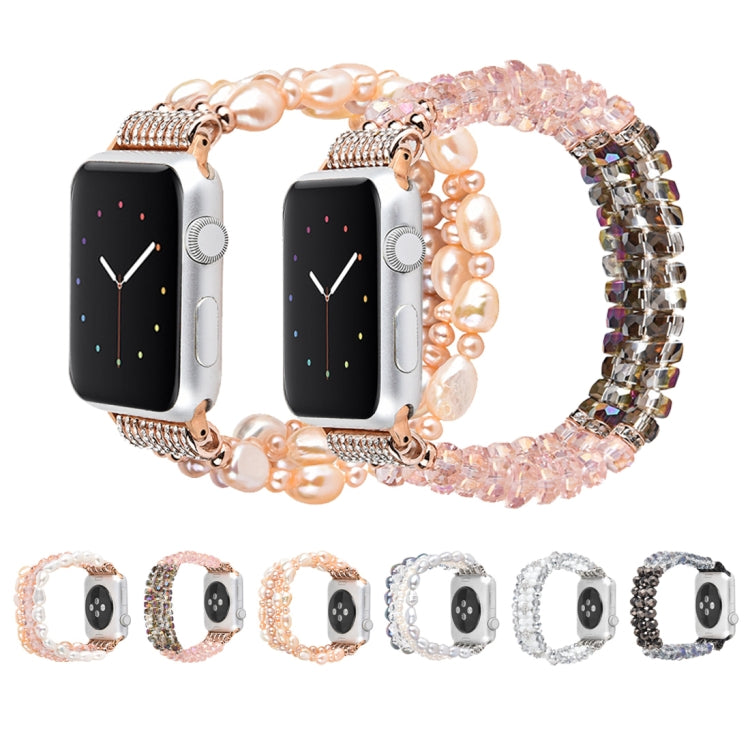 For Apple Watch 5 & 4 40mm / 3 & 2 & 1 38mm Pearl Crystal Watch Band(Crystal Porcelain White) by bashfashion