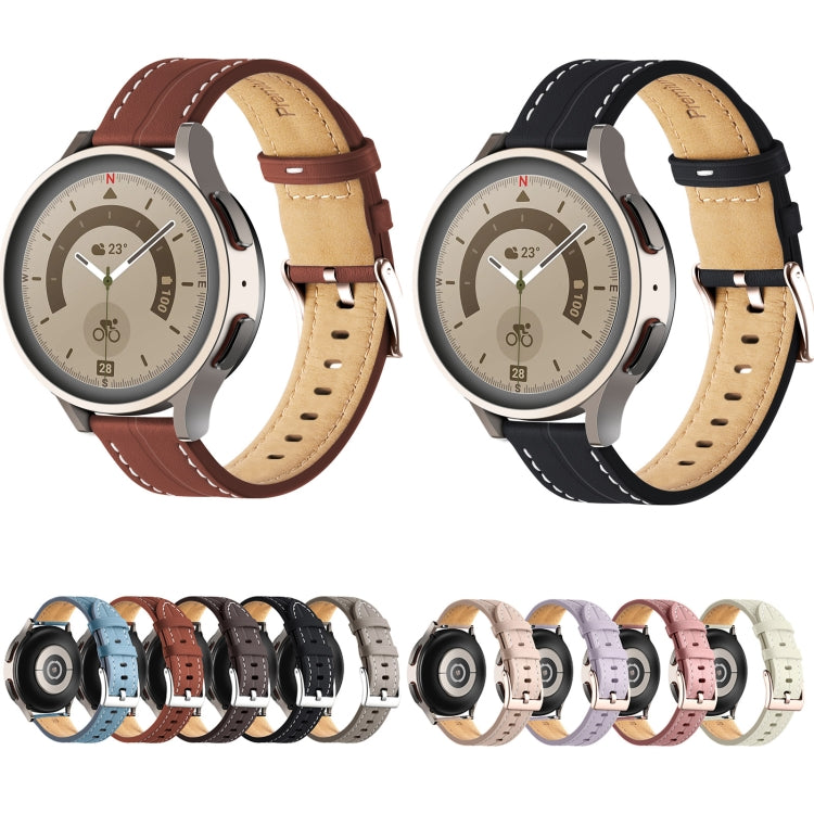 For Coros Pace 2/Coros Apex 42mm Universal Grooved Genuine Leather Watch Band(Blue) by bashfashion