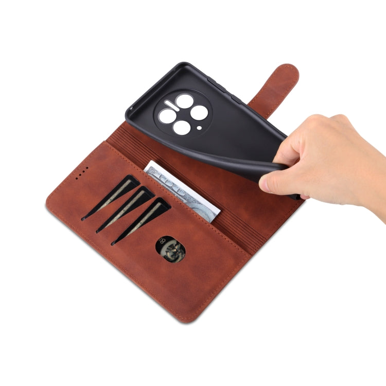 For Huawei Mate 50 Pro AZNS Skin Feel Calf Texture Flip Leather Phone Case(Brown) by AZNS