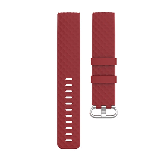 18mm Silver Color Buckle TPU Wrist Strap Watch Band for Fitbit Charge 4 / Charge 3 / Charge 3 SE, Size: L(Red) by bashfashion