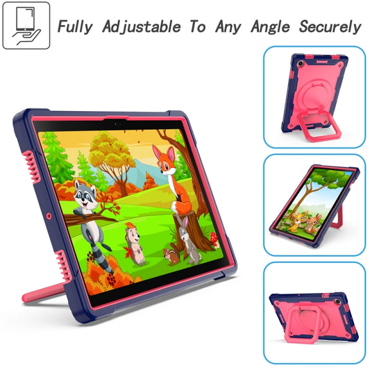 For Samsung Galaxy Tab A8 10.5 2021 Silicone + PC Bracelet Holder Tablet Case(Navy Blue + Rose Red) by bashfashion