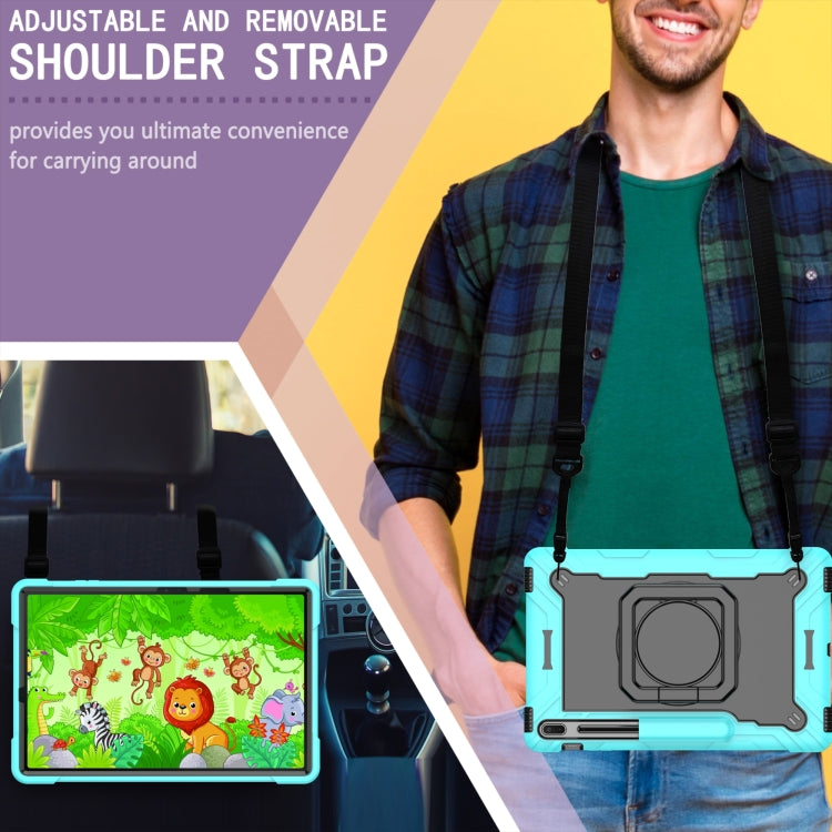 For Samsung Galaxy Tab S7+ / S8+ / S7 FE Silicone + PC Bracelet Holder Tablet Case(Mint Green + Black) by bashfashion