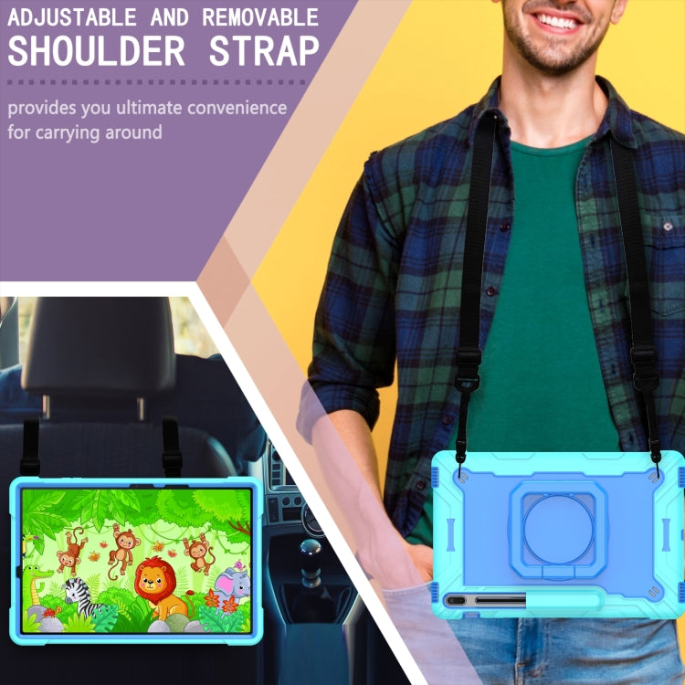 For Samsung Galaxy Tab S7+ / S8+ / S7 FE Silicone + PC Bracelet Holder Tablet Case(Mint Green + Blue) by bashfashion