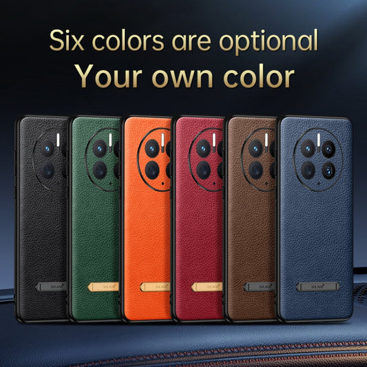 For Huawei Mate 50 Pro SULADA Invisible Bracket Leather Back Cover Phone Case(Orange) by SULADA