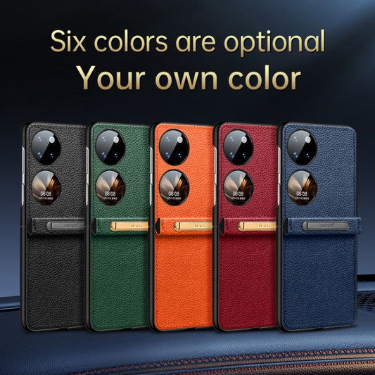 For Huawei P50 Pocket SULADA Invisible Bracket Leather Back Cover Phone Case(Black) by SULADA