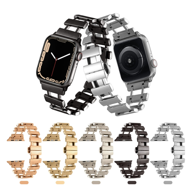 Hollow Stainless Steel Watch Band For Apple Watch Series 8&7 41mm / SE 2&6&SE&5&4 40mm / 3&2&1 38mm(Black) by bashfashion