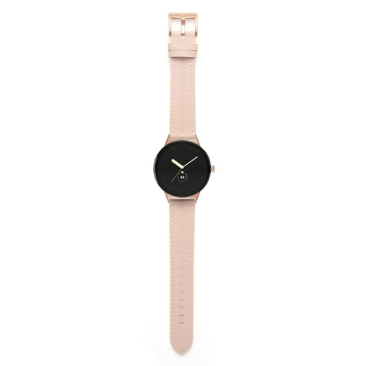 For Google Pixel Watch Grooved Genuine Leather Watch Band(Light Pink) by bashfashion