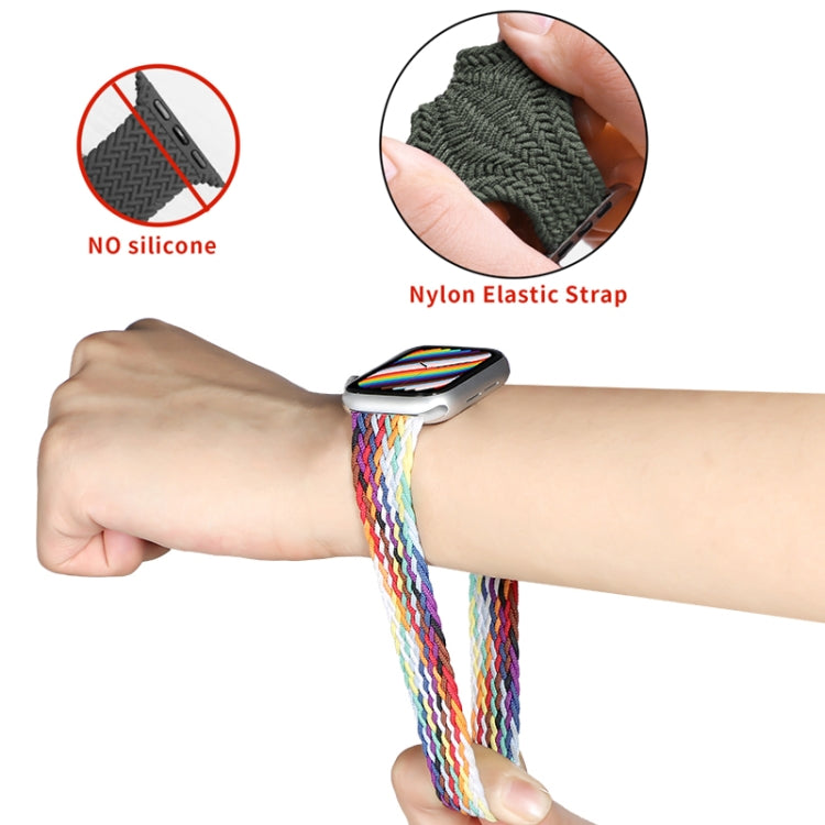 Nylon Single-turn Braided Watch Band For Apple Watch Ultra 49mm&Watch Ultra 2 49mm / Series 9&8&7 45mm / SE 3&SE 2&6&SE&5&4 44mm / 3&2&1 42mm, Length:155mm(Starlight Colorful) by bashfashion