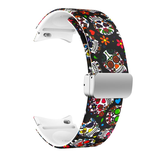 For Samsung Galaxy Watch5 Magnetic Printed Silicone Watch Band(Color Skull) by bashfashion