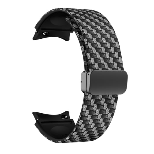 For Samsung Galaxy Watch5 Magnetic Printed Silicone Watch Band(Carbon Fiber) by bashfashion