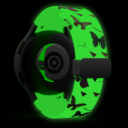 For Samsung Galaxy Watch5 Magnetic Printed Silicone Watch Band(Luminous Butterfly) by bashfashion