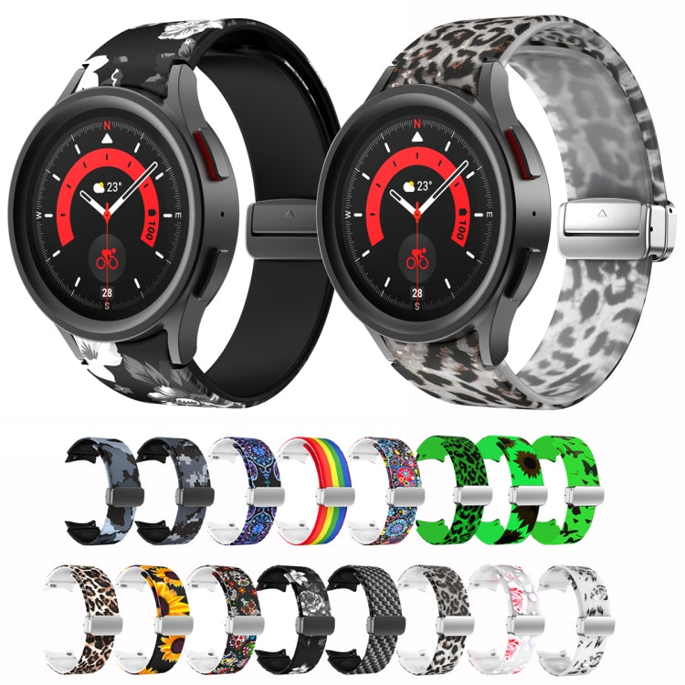 For Samsung Galaxy Watch5 Magnetic Printed Silicone Watch Band(Transparent Leopard) by bashfashion