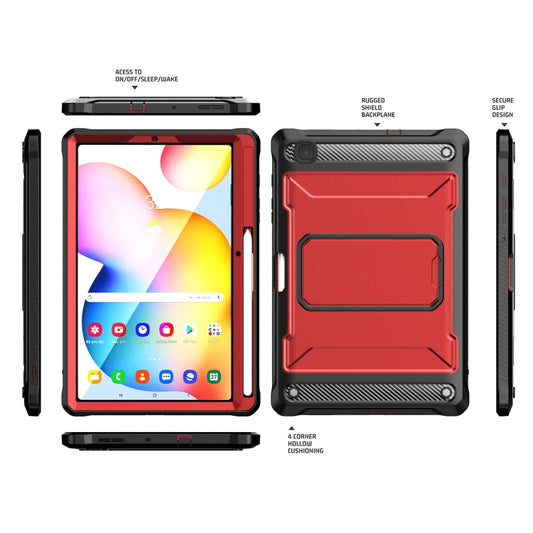 For Samsung Galaxy Tab S6 Lite Explorer PC + TPU Tablet Protective Case with Pen Slot(Red) by bashfashion