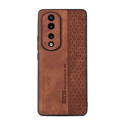 For Honor 80 AZNS 3D Embossed Skin Feel Phone Case(Brown) by AZNS