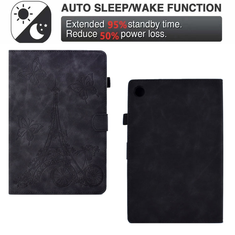 For Samsung Galaxy Tab A8 10.5 2021 X205 Tower Embossed Leather Smart Tablet Case(Black) by bashfashion