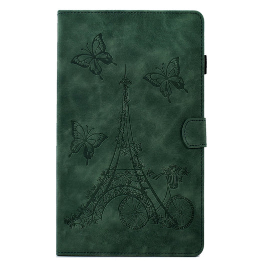 For Samsung Galaxy Tab S6 Lite P610 Tower Embossed Leather Smart Tablet Case(Green) by bashfashion