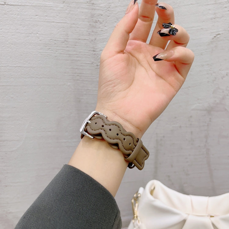 Genuine Leather Breathable Watch Band For Apple Watch Ultra 49mm&Watch Ultra 2 49mm / Series 9&8&7 45mm / SE 3&SE 2&6&SE&5&4 44mm / 3&2&1 42mm(Walnut Colour) by bashfashion