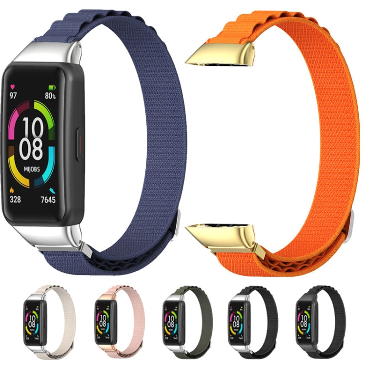 For Huawei Band 6 / Honor Band 6 / 7 MIJOBS Nylon Breathable Watch Band(Army Green Silver) by MIJOBS