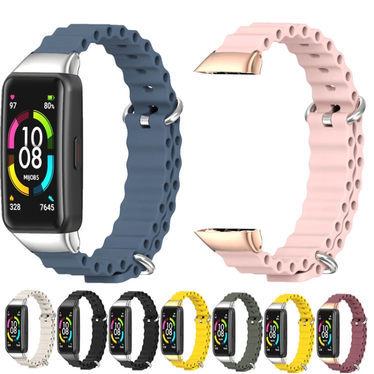 For Huawei Band 6 / Honor Band 6 / 7 MIJOBS CS Marine Silicone Breathable Watch Band(Pink Rose Gold) by MIJOBS