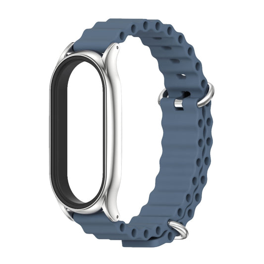 For Xiaomi Mi Band 6 / 5 / 4 / 3 MIJOBS PLUS Marine Silicone Breathable Watch Band(Space Blue Silver) by MIJOBS