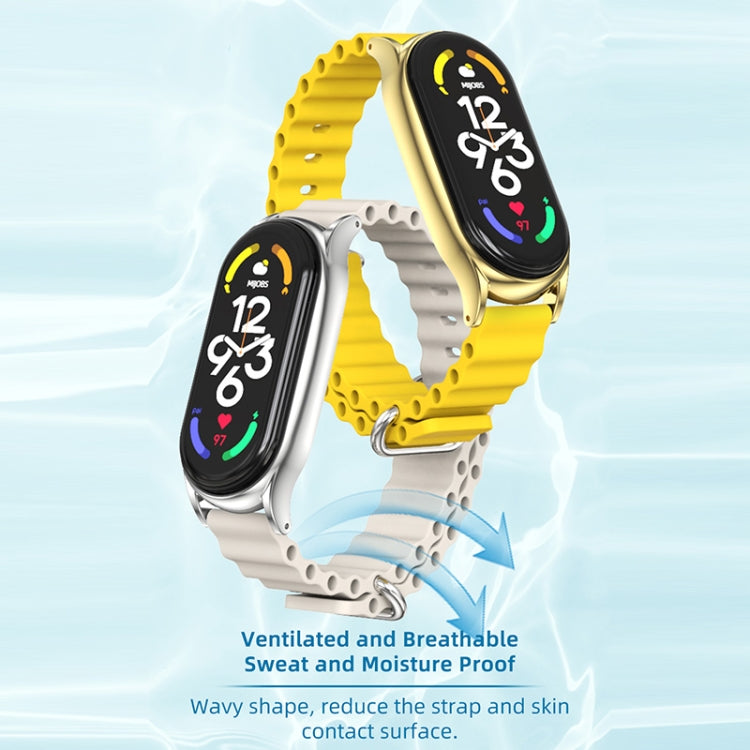 For Xiaomi Mi Band 6 / 5 / 4 / 3 MIJOBS PLUS Marine Silicone Breathable Watch Band(Yellow Silver) by MIJOBS