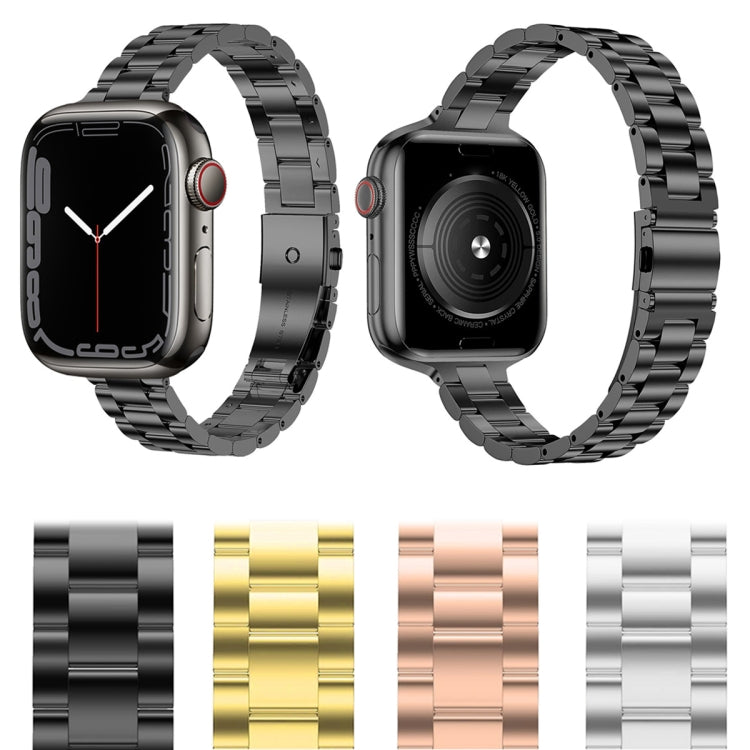 Small Waist Stainless Steel Watch Band For Apple Watch Ultra 49mm&Watch Ultra 2 49mm / Series 9&8&7 45mm / SE 3&SE 2&6&SE&5&4 44mm / 3&2&1 42mm(Black) by bashfashion