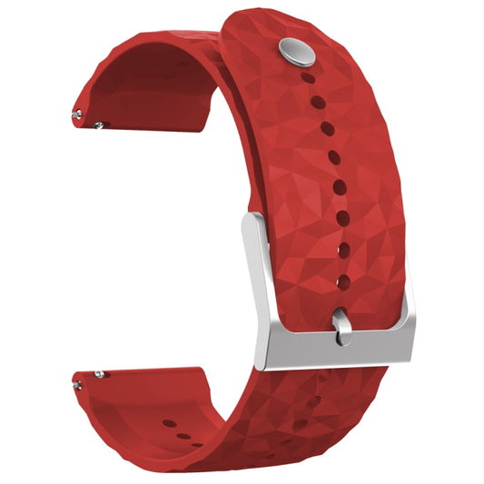 For Suunto 9 Rhombus Texture Silicone Watch Band(Dark Red) by bashfashion
