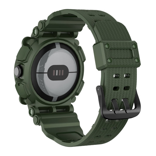 For Google Pixel Watch Three-proof Solid Color Integrated Watch Band(Dark Green) by bashfashion