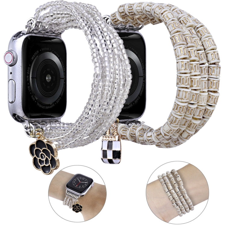 Multi-row Beads Watch Band For Apple Watch Series 9&8&7 41mm / SE 3&SE 2&6&SE&5&4 40mm / 3&2&1 38mm(Transparent Beads) by bashfashion