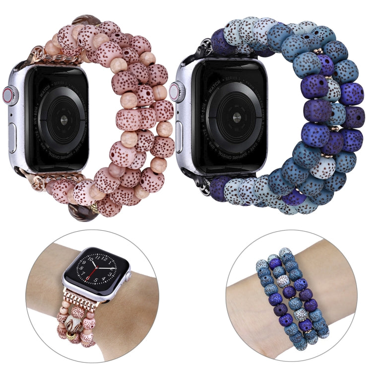 Simple Bodhi Beads Watch Band For Apple Watch Series 9&8&7 41mm / SE 3&SE 2&6&SE&5&4 40mm / 3&2&1 38mm(Lotus Pink) by bashfashion