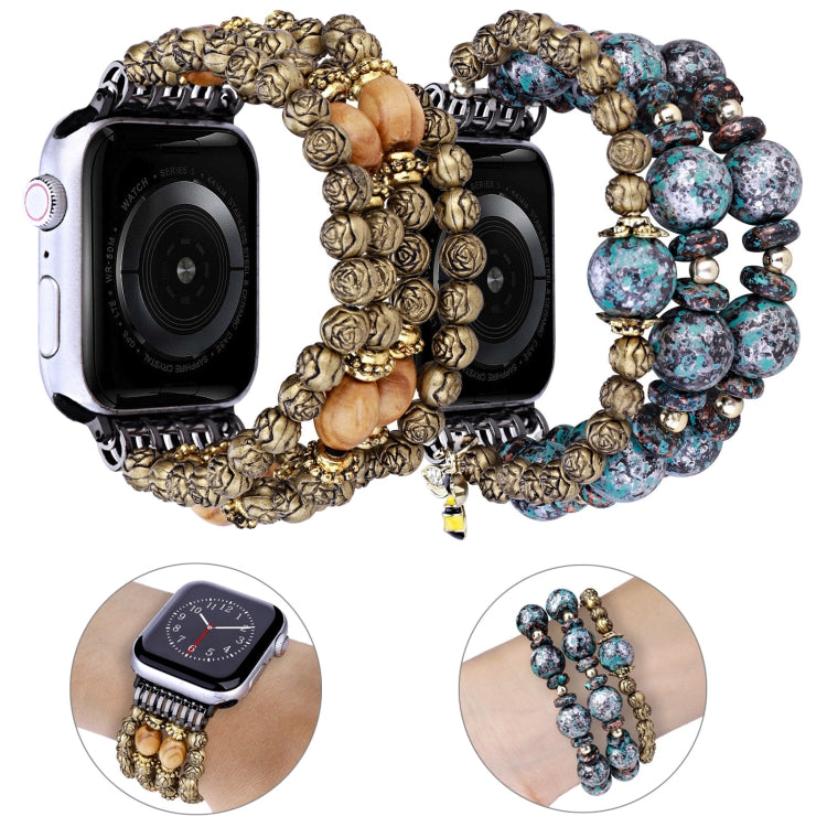 Rose Beads Watch Band For Apple Watch Ultra 49mm&Watch Ultra 2 49mm / Series 9&8&7 45mm / SE 3&SE 2&6&SE&5&4 44mm / 3&2&1 42mm(Rose Wood Beads) by bashfashion