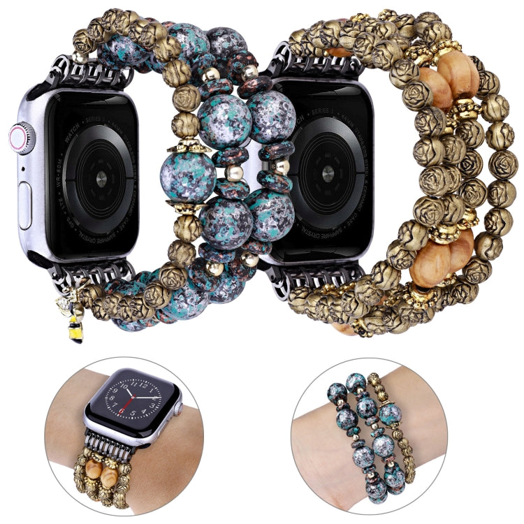 Rose Beads Watch Band For Apple Watch Series 9&8&7 41mm / SE 3&SE 2&6&SE&5&4 40mm / 3&2&1 38mm(Rose Wood Beads) by bashfashion