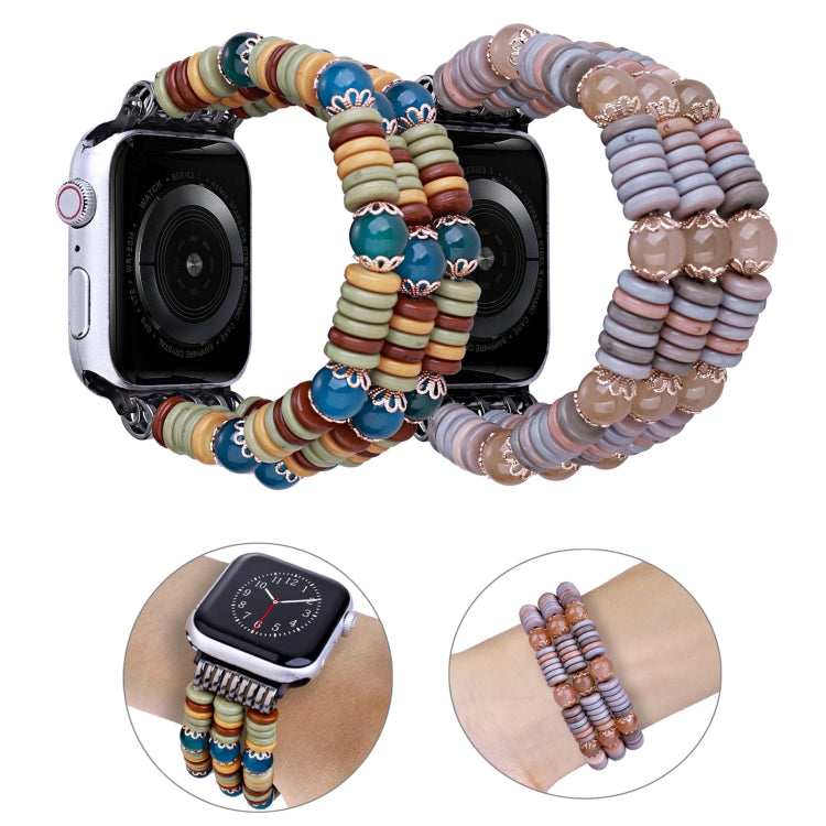Pieces Beads Watch Band For Apple Watch Series 9&8&7 41mm / SE 3&SE 2&6&SE&5&4 40mm / 3&2&1 38mm(Blue) by bashfashion