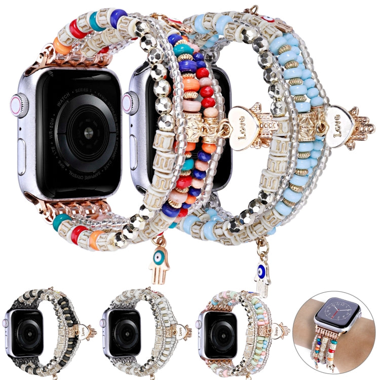 Forest Style Beads Watch Band For Apple Watch Ultra 49mm&Watch Ultra 2 49mm / Series 9&8&7 45mm / SE 3&SE 2&6&SE&5&4 44mm / 3&2&1 42mm(Black) by bashfashion