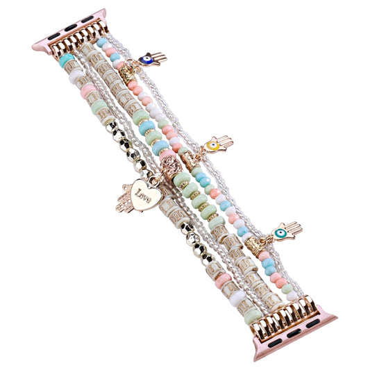 Forest Style Beads Watch Band For Apple Watch Series 9&8&7 41mm / SE 3&SE 2&6&SE&5&4 40mm / 3&2&1 38mm(Pink) by bashfashion