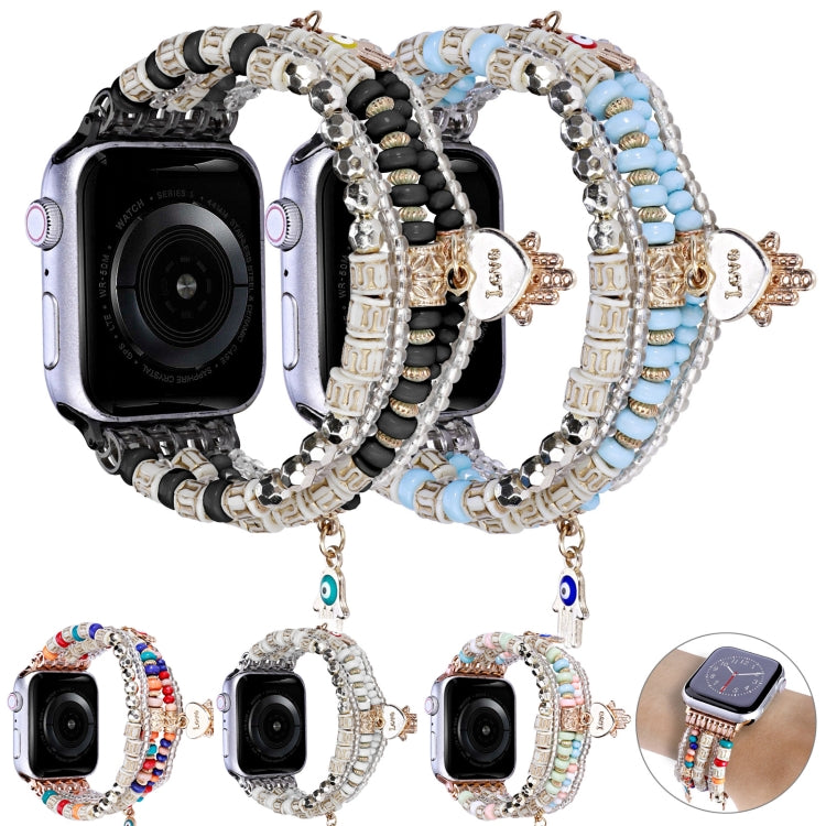 Forest Style Beads Watch Band For Apple Watch Series 9&8&7 41mm / SE 3&SE 2&6&SE&5&4 40mm / 3&2&1 38mm(Black) by bashfashion