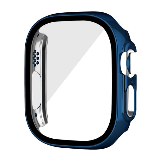 For Apple Watch Ultra 3 / 2 / 1 49mm Plating Gloss PC Tempered Glass Integral Watch Case(Dark Blue) by bashfashion