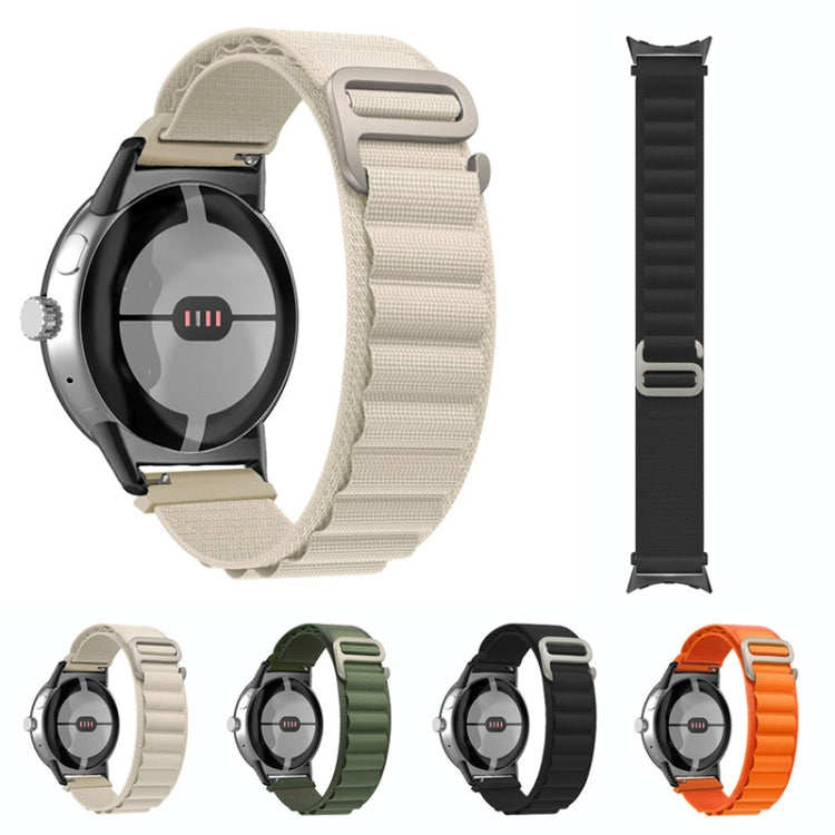 For Google Pixel Watch Nylon Loop Black Connector Watch Band(Orange) by bashfashion