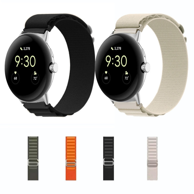 For Google Pixel Watch Nylon Loop Silver Connector Watch Band(Orange) by bashfashion