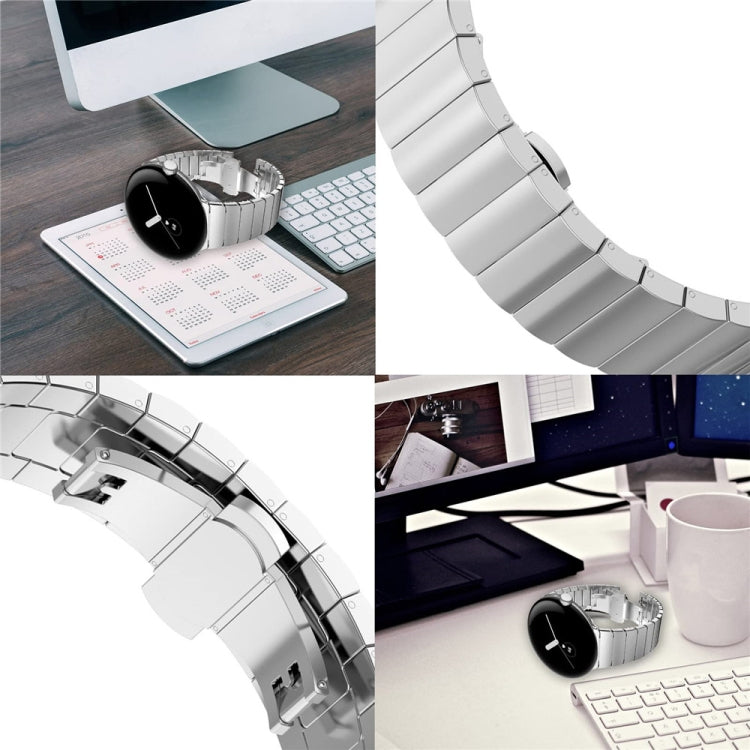 For Google Pixel Watch One Bead Butterfly Buckle Metal Watch Band(Black) by bashfashion