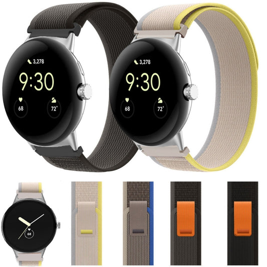 For Google Pixel Watch Loop Silver Connector Nylon Watch Band(Black Grey) by bashfashion