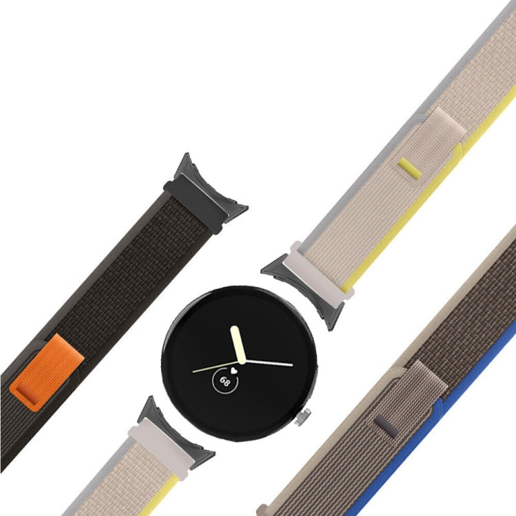 For Google Pixel Watch Loop Black Connector Nylon Watch Band(Black Grey) by bashfashion