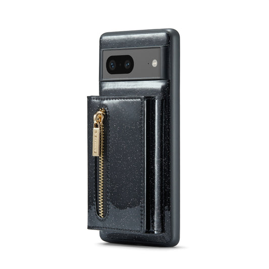 For Google Pixel 7 DG.MING M3 Series Glitter Powder Card Bag Leather Case(Black) by DG.MING