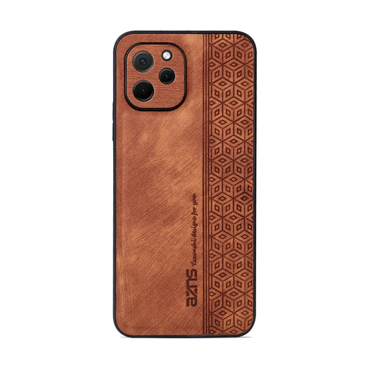 For Huawei Enjoy 50z / nova Y61 AZNS 3D Embossed Skin Feel Phone Case(Brown) by AZNS