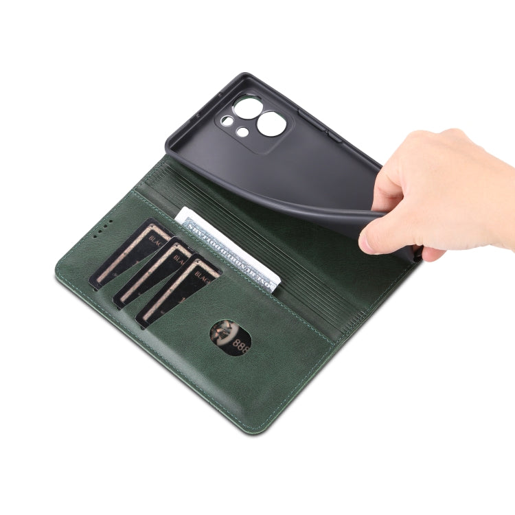 For Honor 80 SE AZNS Magnetic Calf Texture Flip Leather Phone Case(Dark Green) by AZNS