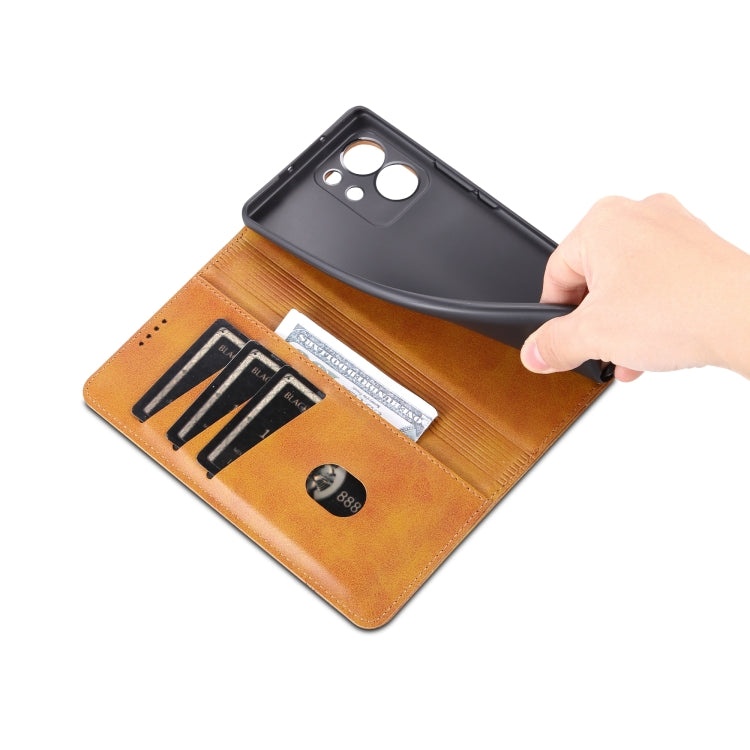 For Honor 80 SE AZNS Magnetic Calf Texture Flip Leather Phone Case(Light Brown) by AZNS