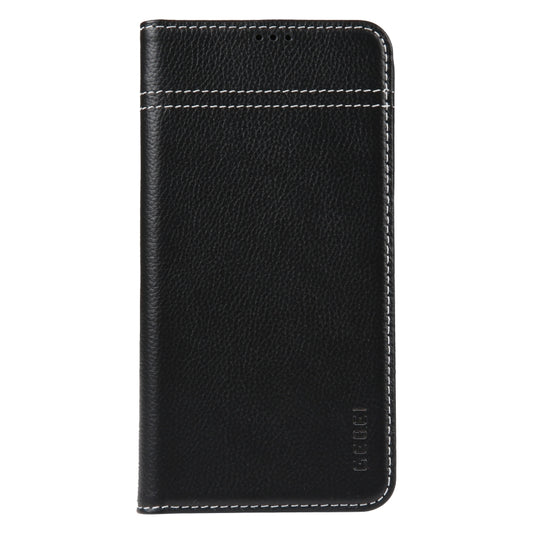 For iPhone 14 GEBEI Top-grain Horizontal Flip Leather Phone Case(Black) by GEBEI