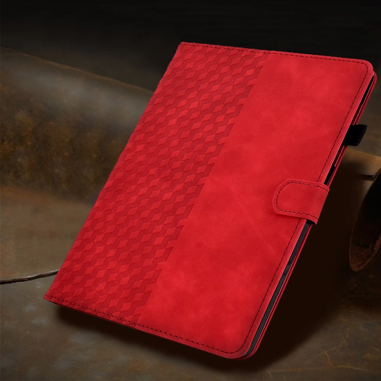 For iPad 2025 / 2022 Rhombus Embossed Leather Smart Tablet Case(Red) by bashfashion
