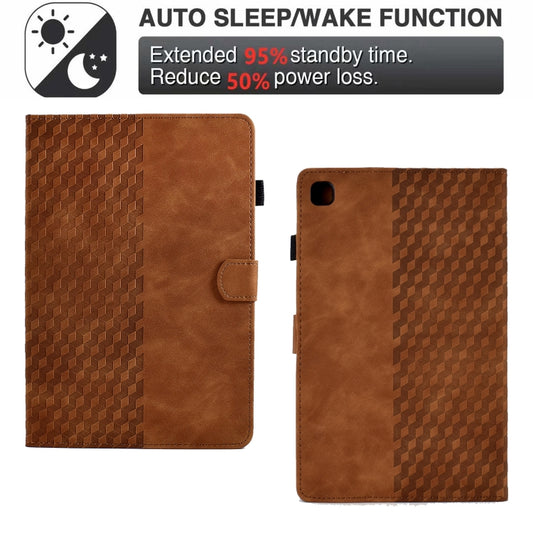 For Samsung Galaxy Tab S6 Lite P610 / P615 Rhombus Embossed Leather Smart Tablet Case(Brown) by bashfashion