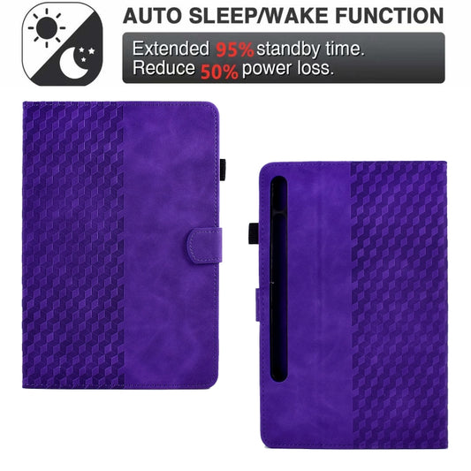 For Samsung Galaxy Tab S7 T870 / S8 X700 Rhombus Embossed Leather Smart Tablet Case(Purple) by bashfashion
